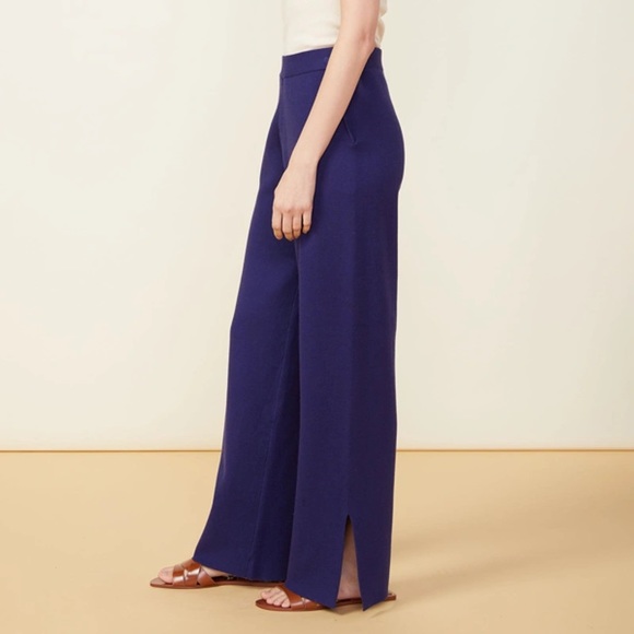 NWT Monrow Supersoft Sweater Knit Slit Navy Lounge Pants Size - Picture 3 of 5